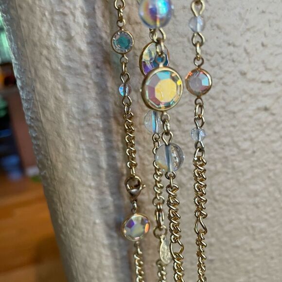 Kirks Folly Crystal Iridescent 36 inch Vintage Gold Tone Stunning Chain - Picture 10 of 16